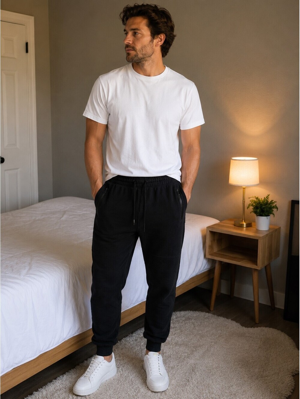 H&M Men's Black Jogger Sweatpants Size Large, Very Good Condition